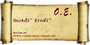 Oszkó Ernő névjegykártya